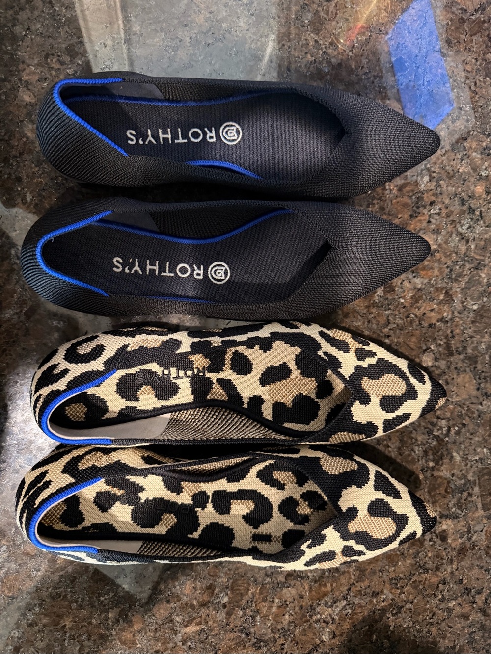 Rothy's Women's Pointed Flats — Black and Leopard